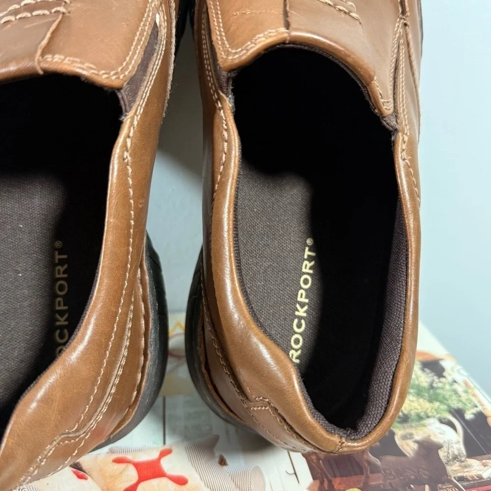 Rockport Size 10 Men's Brown Leather Slip-On Shoes